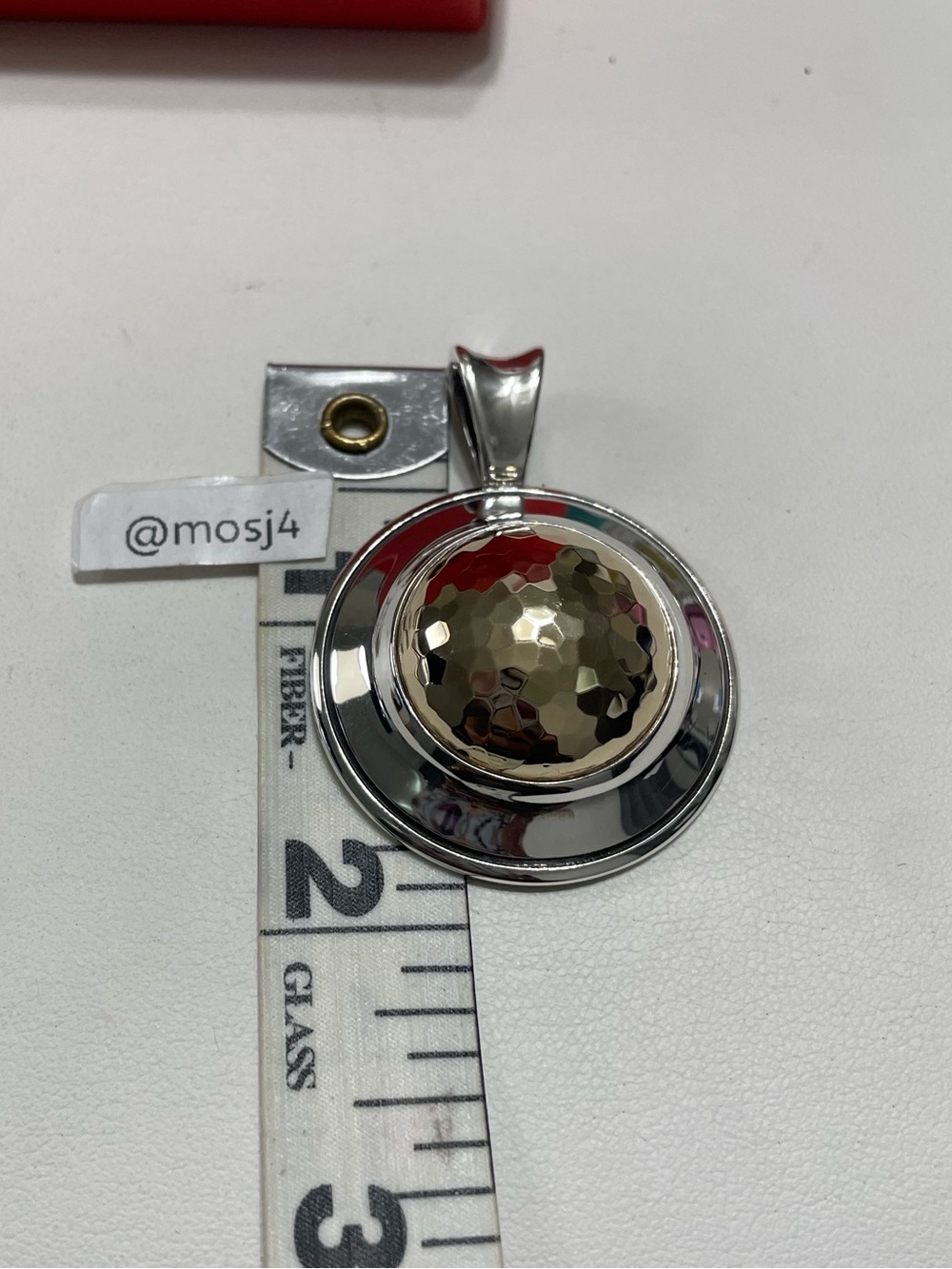 Retired James Avery Gold Hammered Dome Pendant - Picture 4 of 7